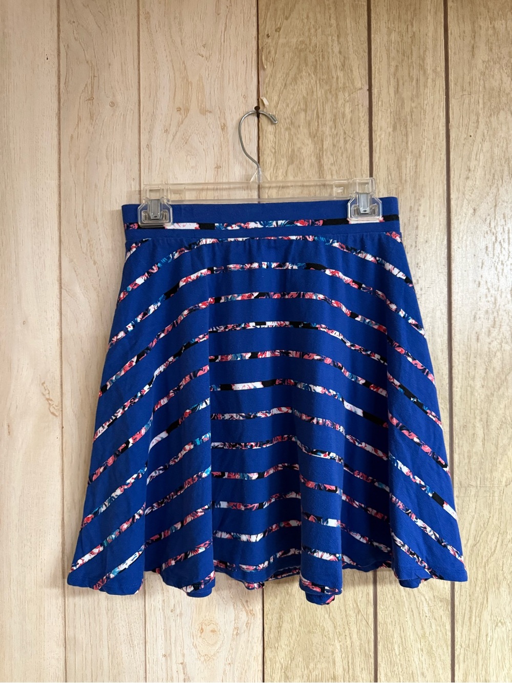Xhilaration Navy Blue Circle Skirt with Floral Stripe Accents